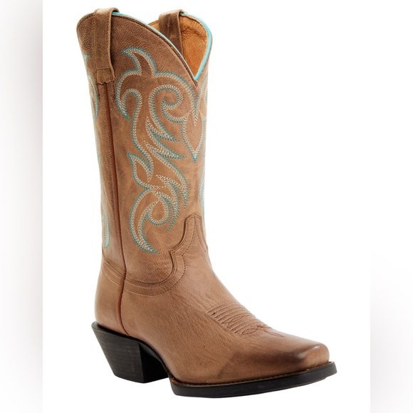 Shyanne Shoes - Shyanne Women's Tan Western Boot with Turquoise Stitching Size 11